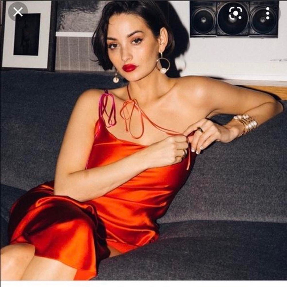 Dannijo Silk Bias Cut slip dress red small.